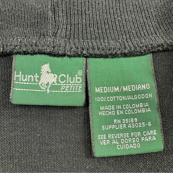 Vintage Hunt Club Black Cotton Cardigan Women’s Medium Padded Shoulders V Neck - Picture 4 of 8